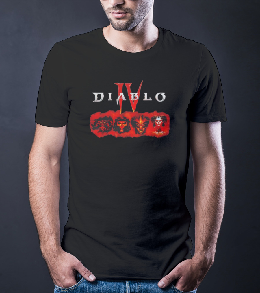 Diablo IV Villain Characters Red Faces T-Shirt