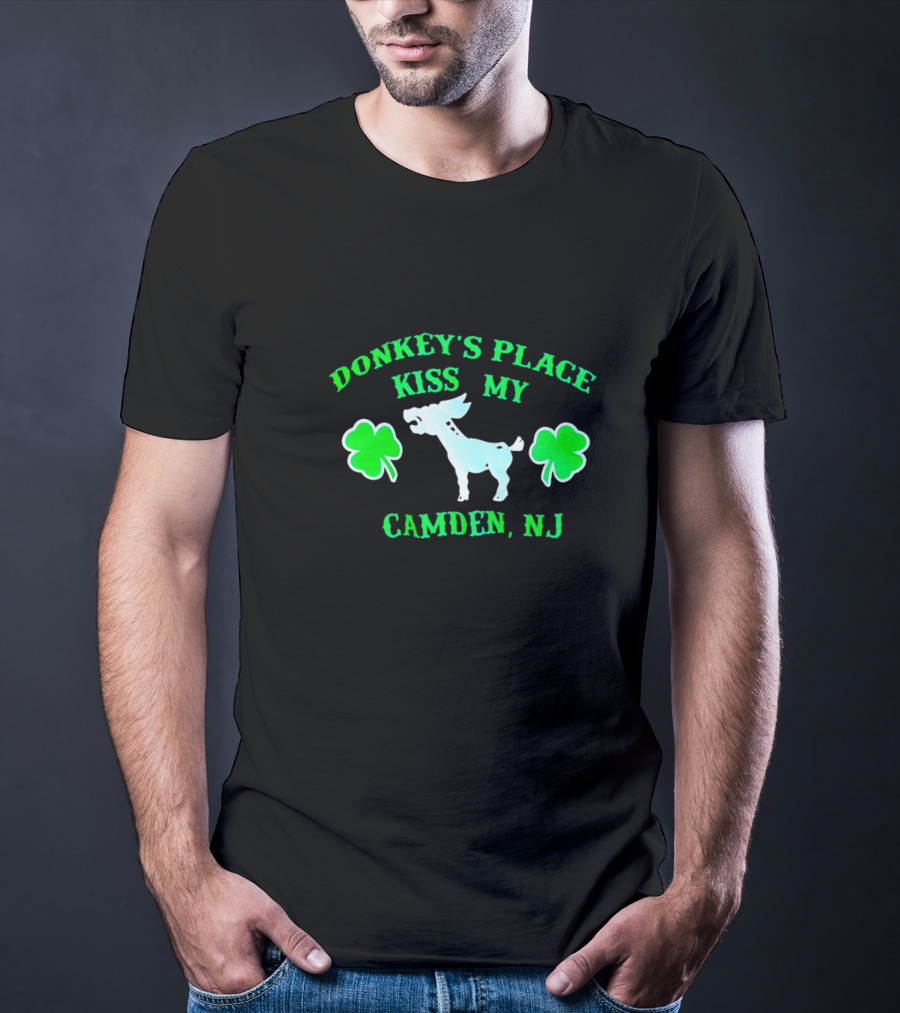 Donkey's Place Kiss My Camden NJ St. Patrick's Day Shamrocks T-Shirt