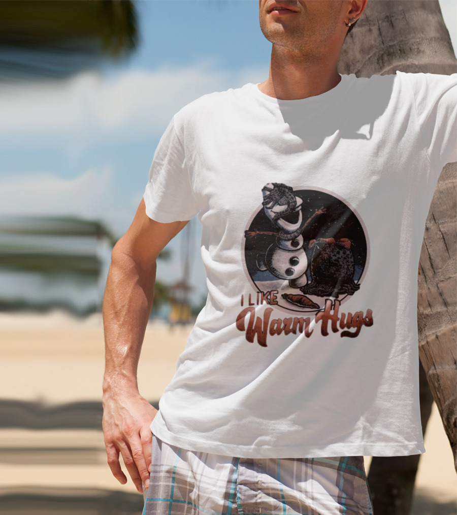 I Like Warm Hugs Alien Snowman Hugging Alien Creature T-Shirt