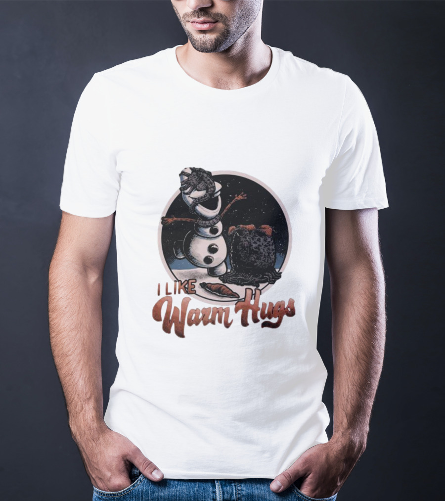 I Like Warm Hugs Alien Snowman Hugging Alien Creature T-Shirt
