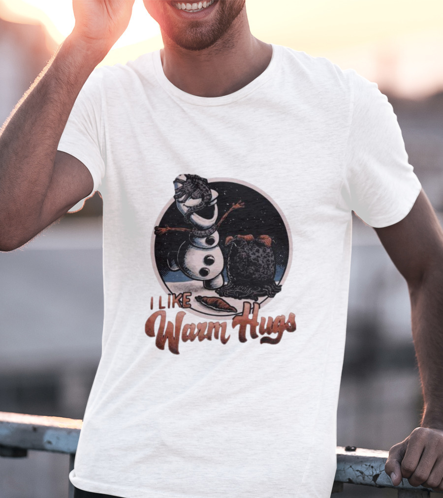 I Like Warm Hugs Alien Snowman Hugging Alien Creature T-Shirt