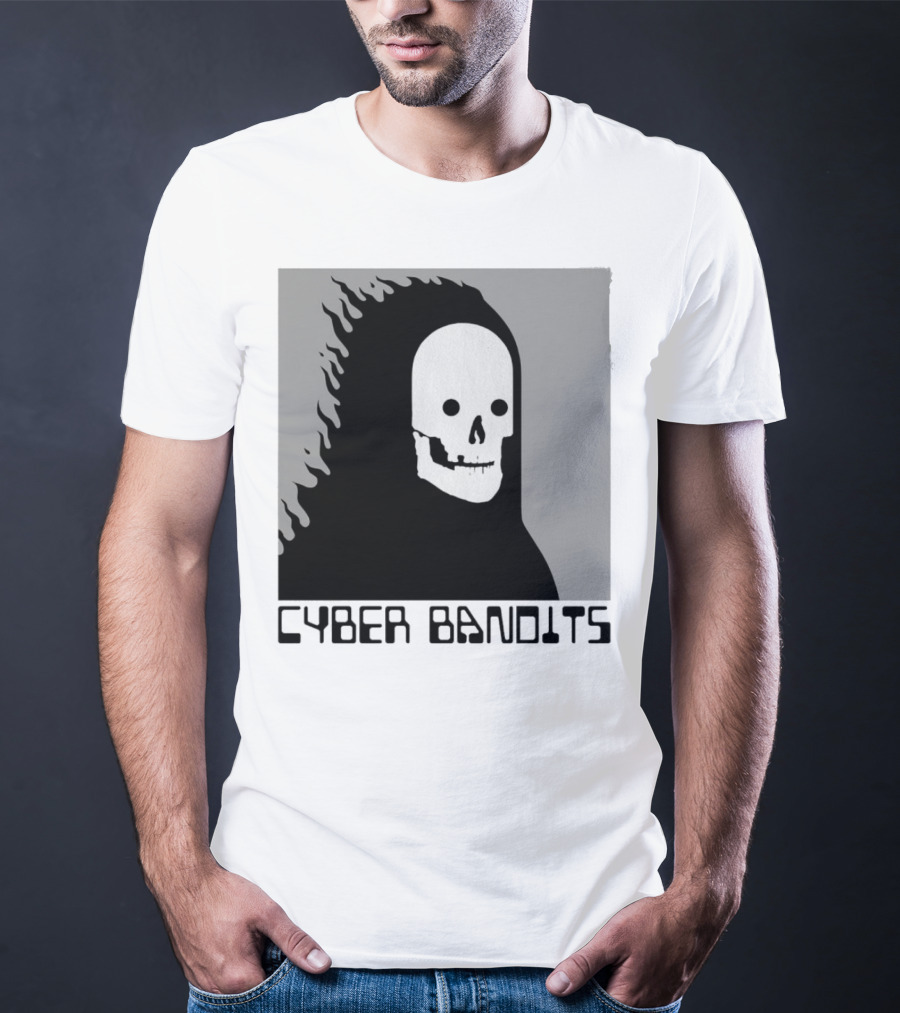 Flaming Reaper Cyber Bandits Skull T-Shirt