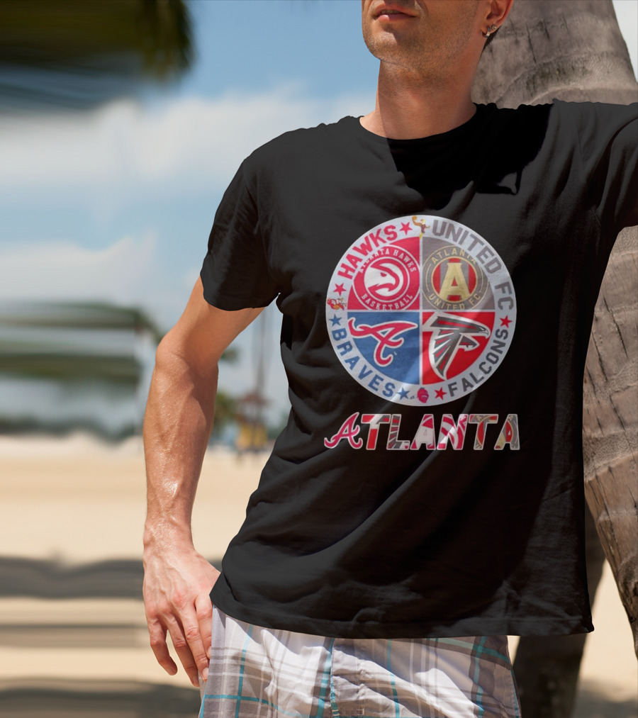 Atlanta Hawks United FC Falcons Braves Logo Mashup T-Shirt