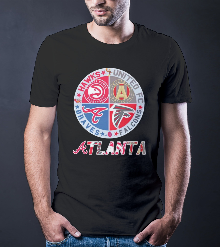 Atlanta Hawks United FC Falcons Braves Logo Mashup T-Shirt