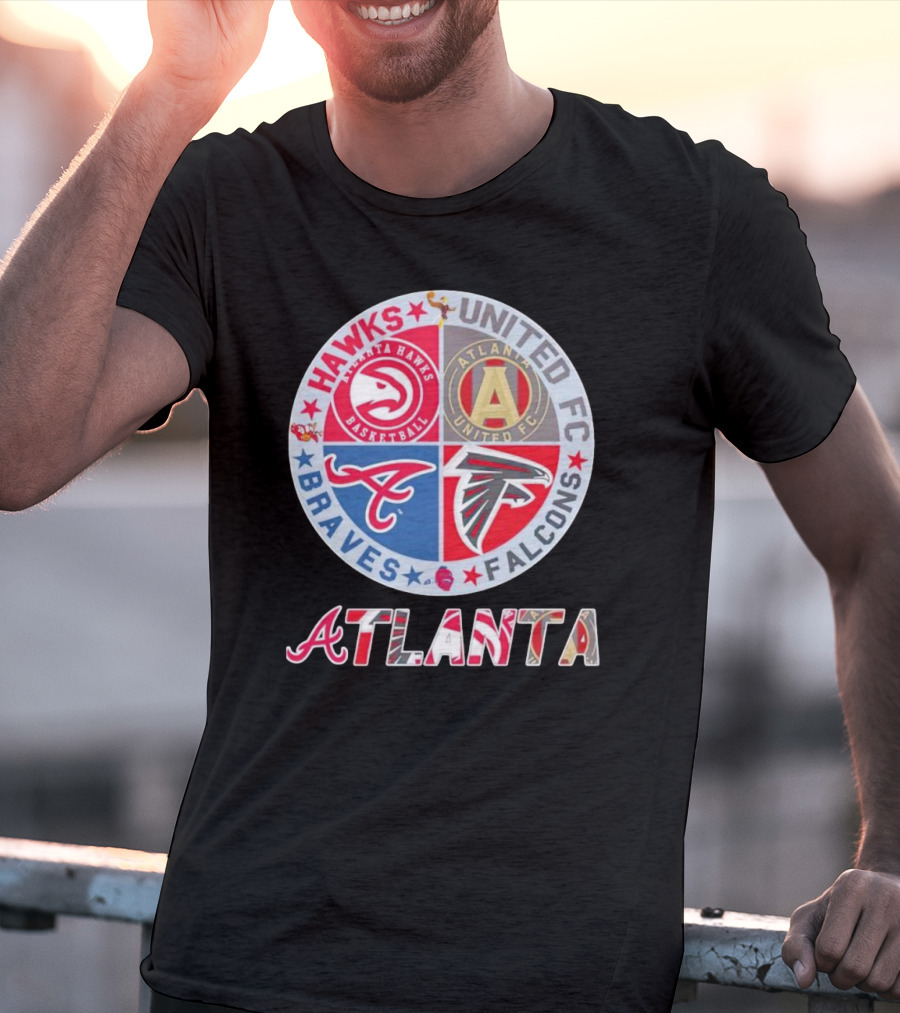 Atlanta Hawks United FC Falcons Braves Logo Mashup T-Shirt