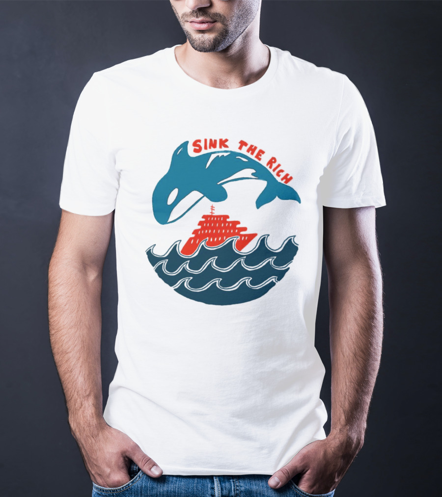 SINK THE RICH Orca And Yacht Sea Scene T-Shirt