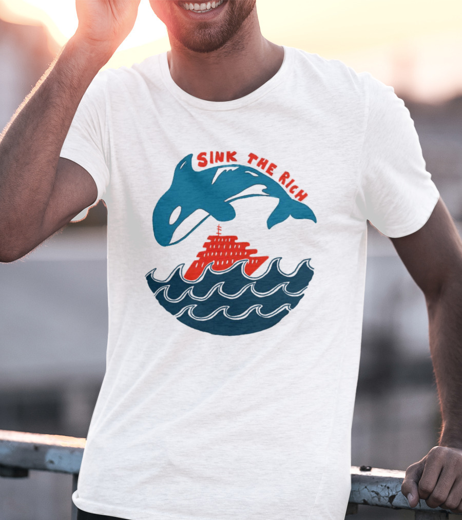 SINK THE RICH Orca And Yacht Sea Scene T-Shirt