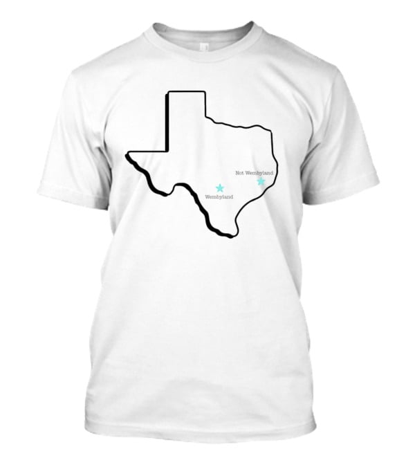 Texas State Map With Wembyland And Not Wembyland Stars T-Shirt