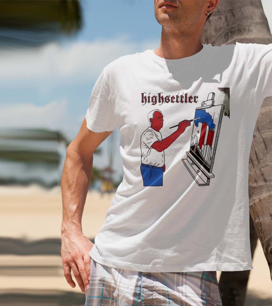 Highsettler Patriotic Painting Scene With Red And Blue Elements T-Shirt