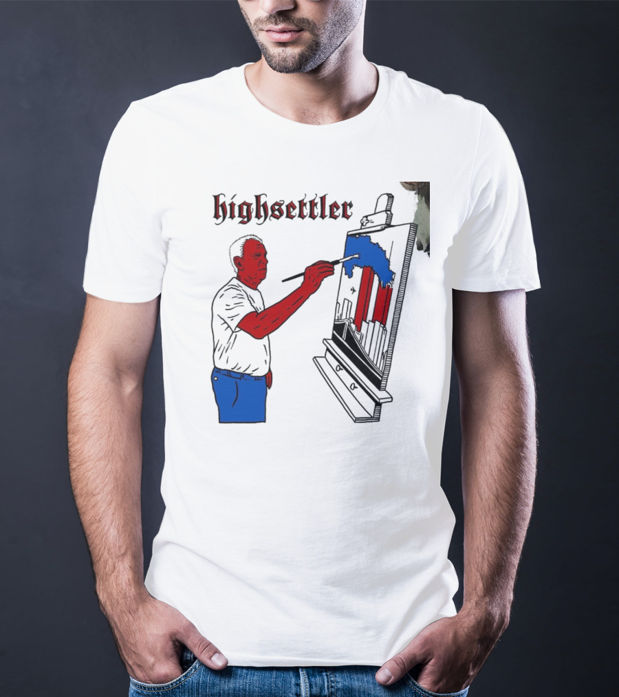 Highsettler Patriotic Painting Scene With Red And Blue Elements T-Shirt