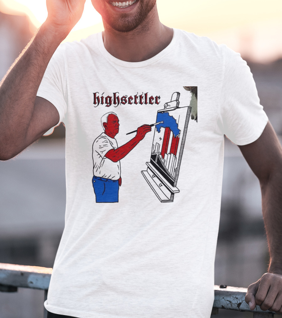 Highsettler Patriotic Painting Scene With Red And Blue Elements T-Shirt