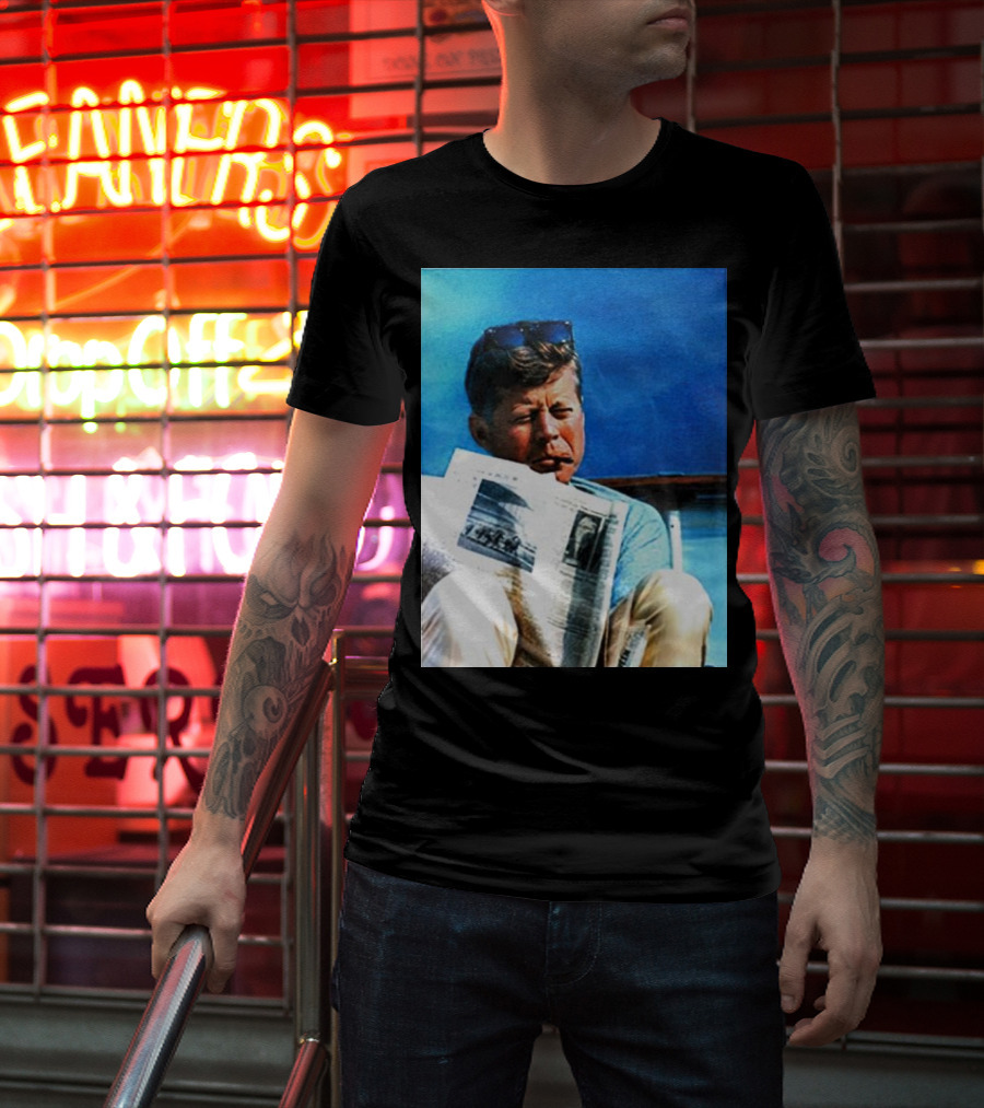 JFK Reading Newspaper On Summer Day T-Shirt