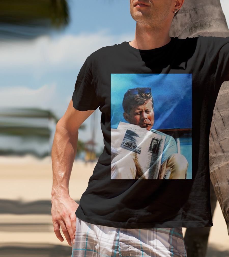 JFK Reading Newspaper On Summer Day T-Shirt