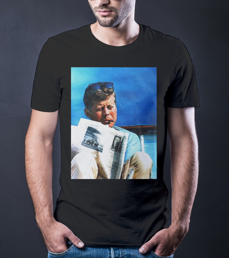 JFK Reading Newspaper On Summer Day T-Shirt