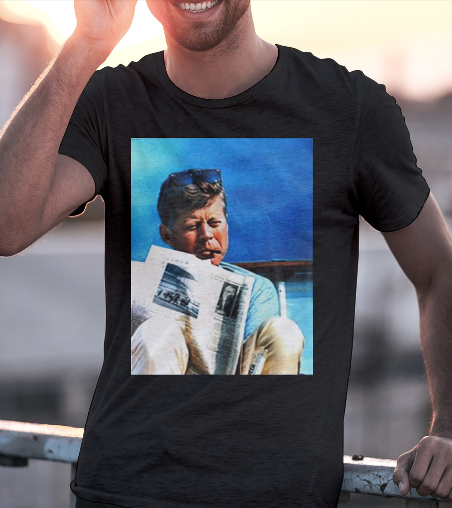 JFK Reading Newspaper On Summer Day T-Shirt