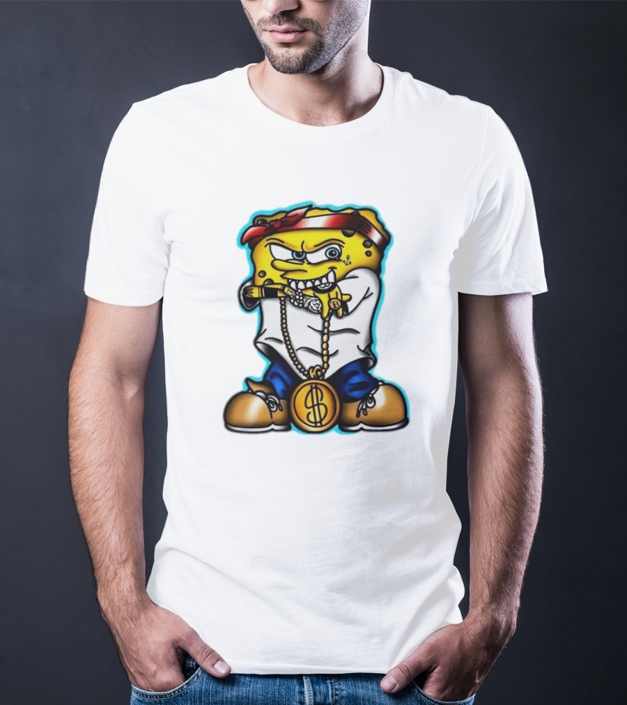 Gangster Spongebob Dollar Bling Animated Character T-Shirt