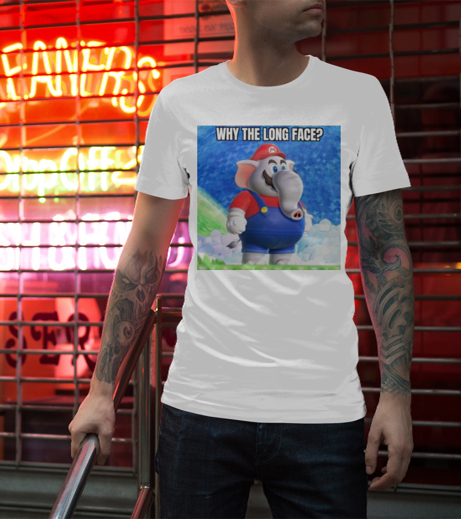 Mario Elephant Why The Long Face? T-Shirt