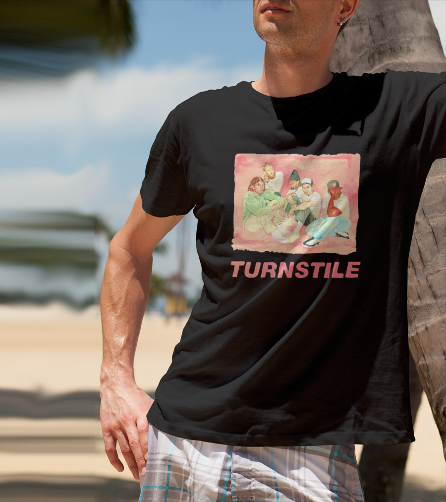 Turnstile Band Illustration Pink Pastel Aesthetic T-Shirt