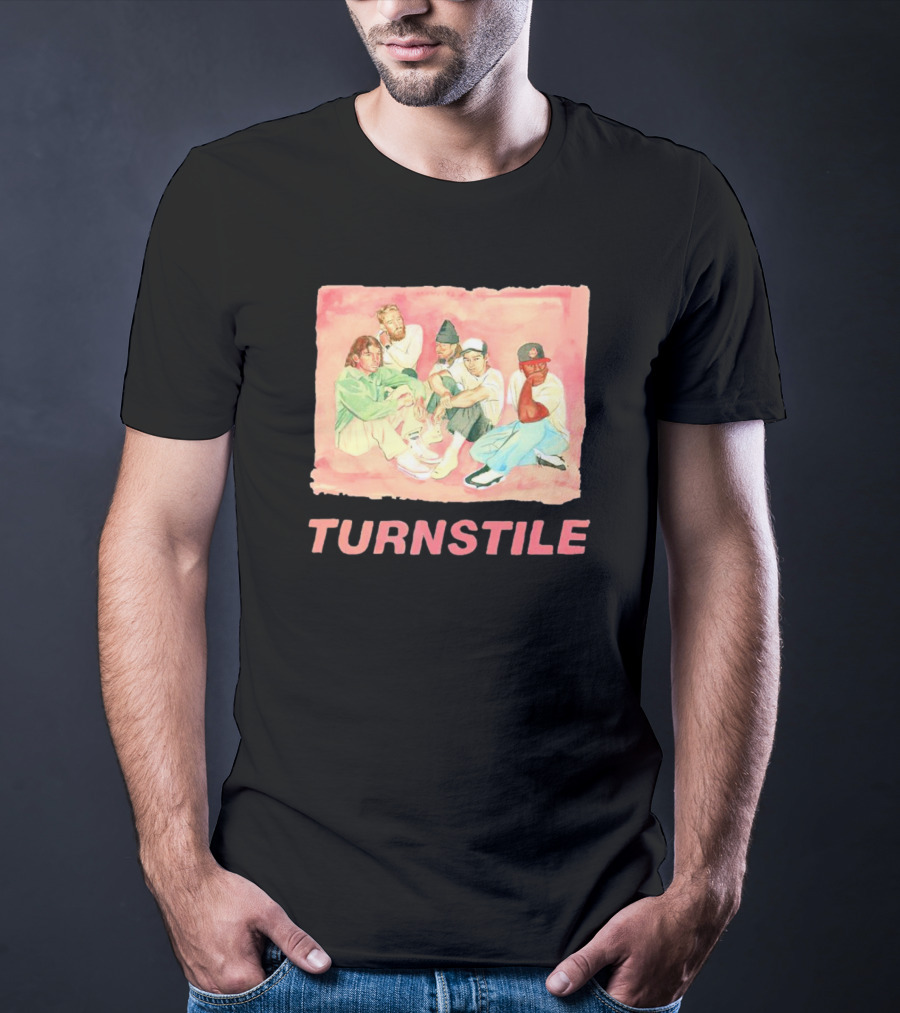 Turnstile Band Illustration Pink Pastel Aesthetic T-Shirt