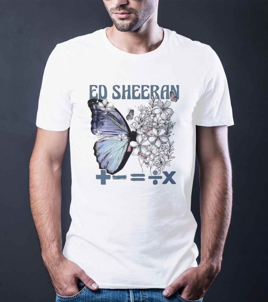 Ed Sheeran Butterfly Flowers Math Symbols Equals Tour T-Shirt