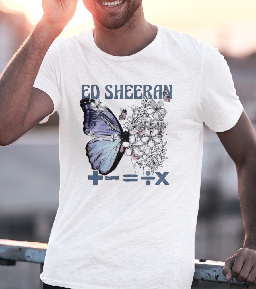 Ed Sheeran Butterfly Flowers Math Symbols Equals Tour T-Shirt
