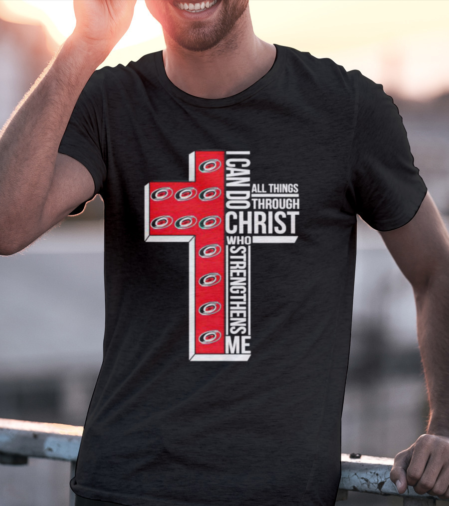 Carolina Hurricanes I Can Do All Things Through Christ Who Strengthens Me Cross T-Shirt
