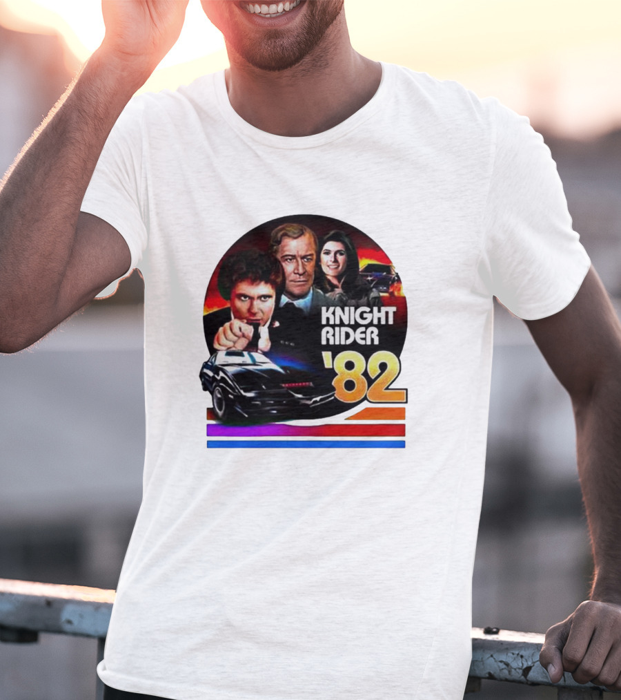 Knight Rider ’82 Retro Cast And Car Montage T-Shirt