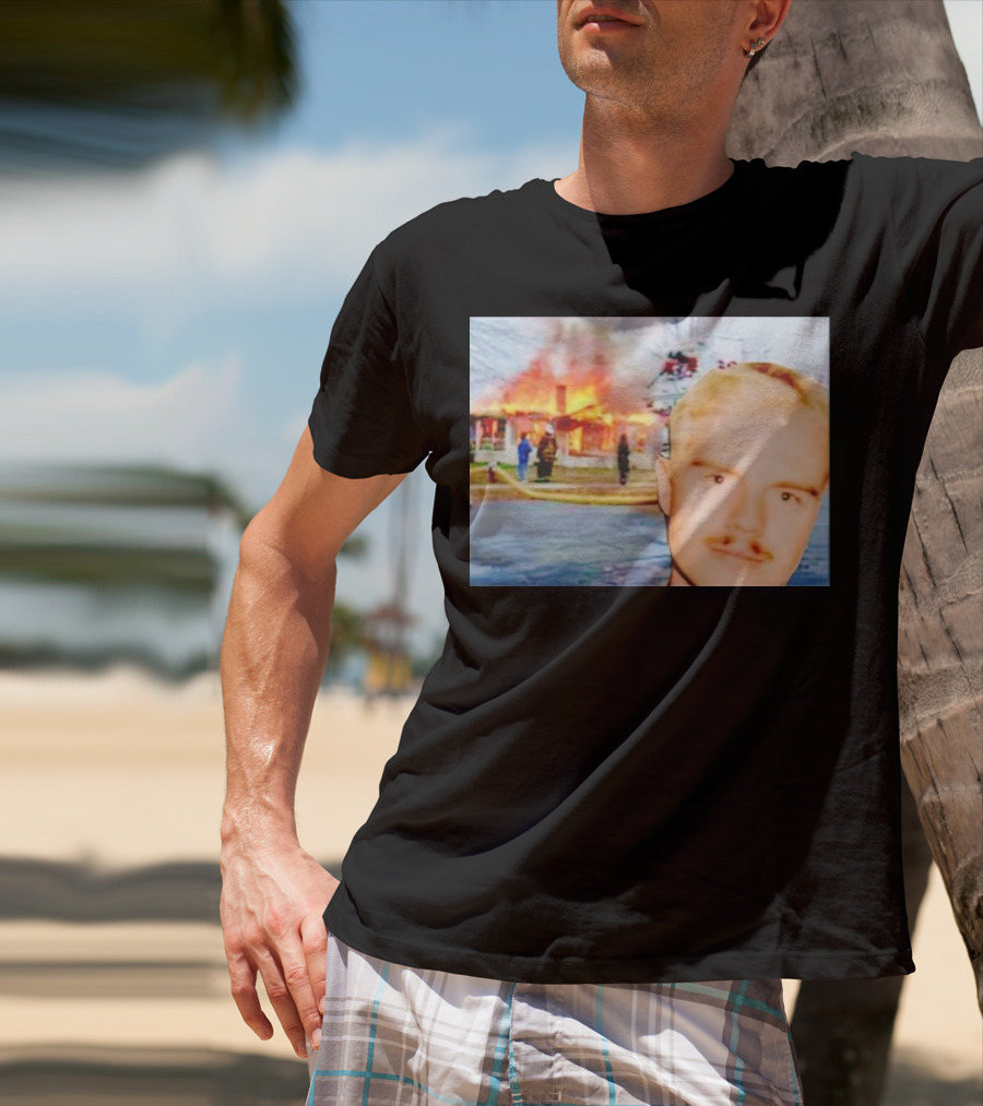 Lloyd Meme Fire Burning House Background T-Shirt