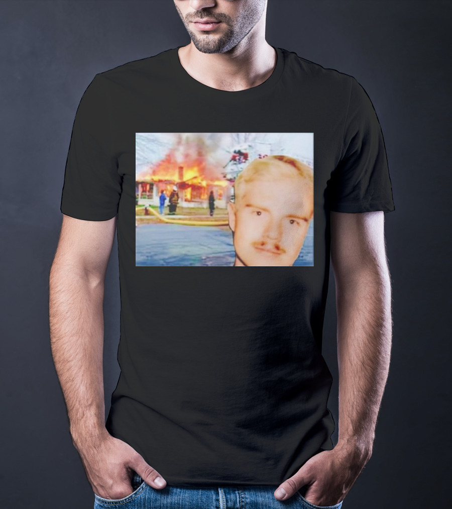 Lloyd Meme Fire Burning House Background T-Shirt