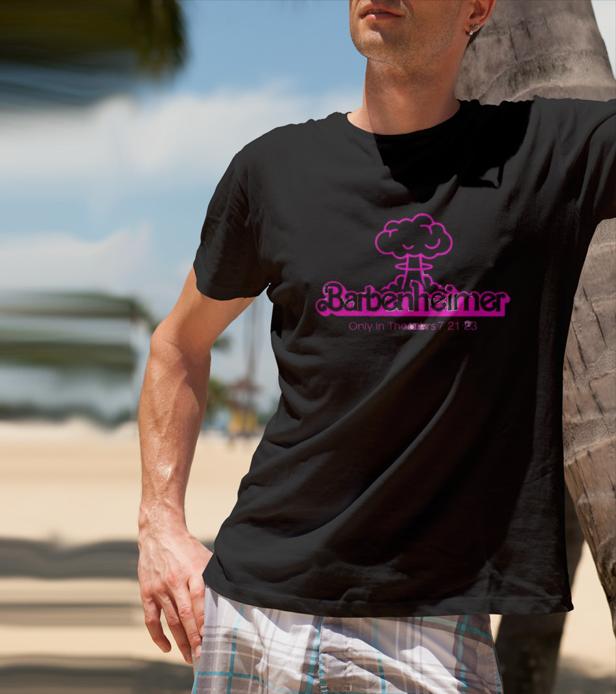 Barbenheimer Only In Theaters 7 21 23 Pink Explosion T-Shirt