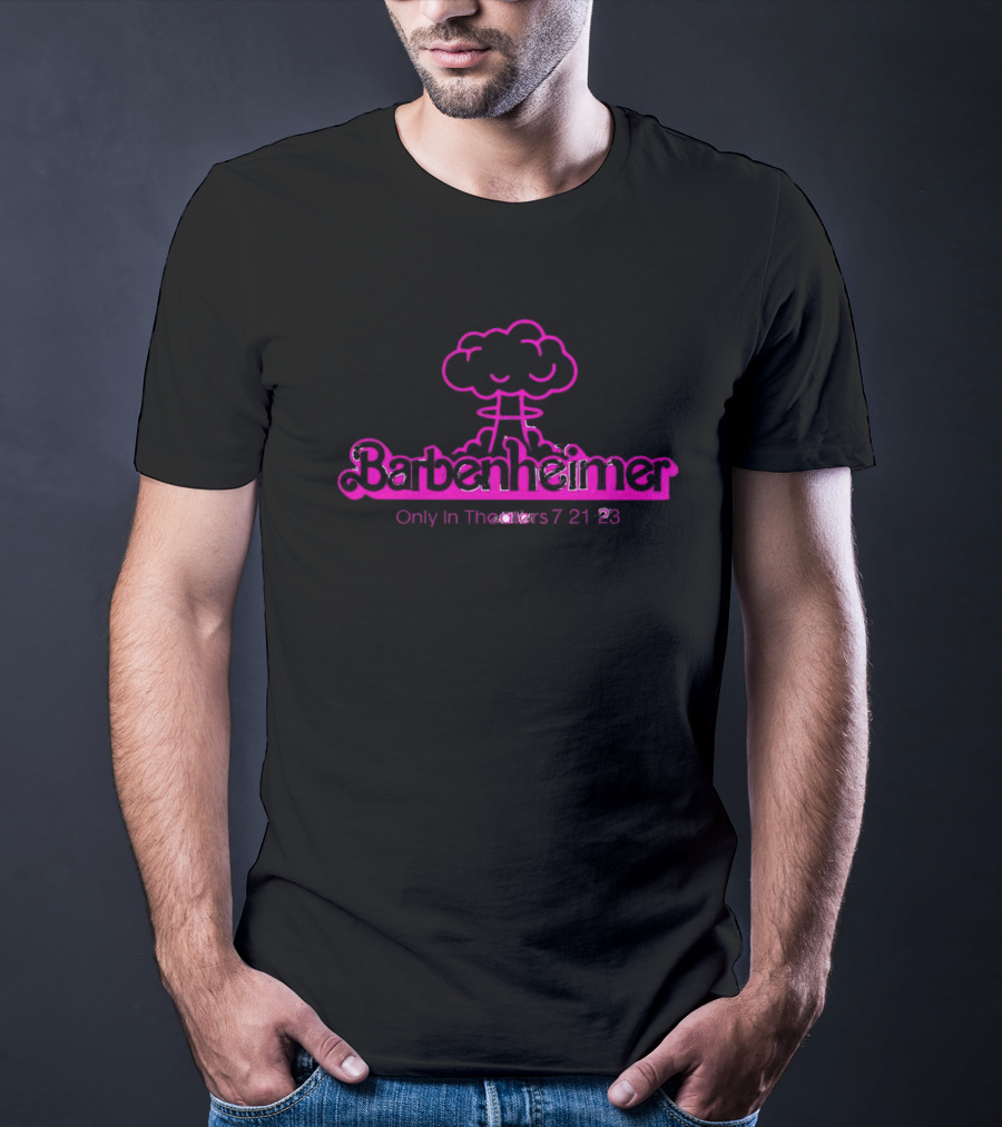 Barbenheimer Only In Theaters 7 21 23 Pink Explosion T-Shirt