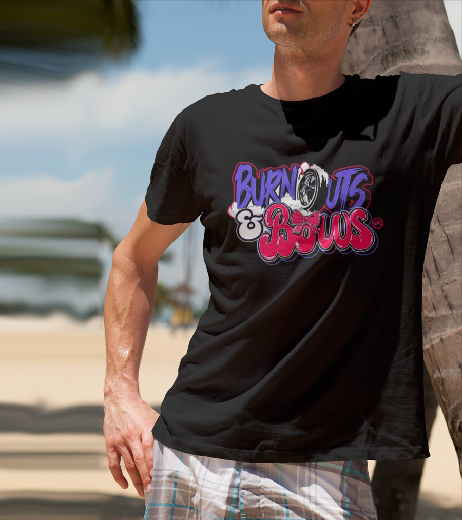Burnouts And Bows Racing Tire And Bowtie Motif T-Shirt
