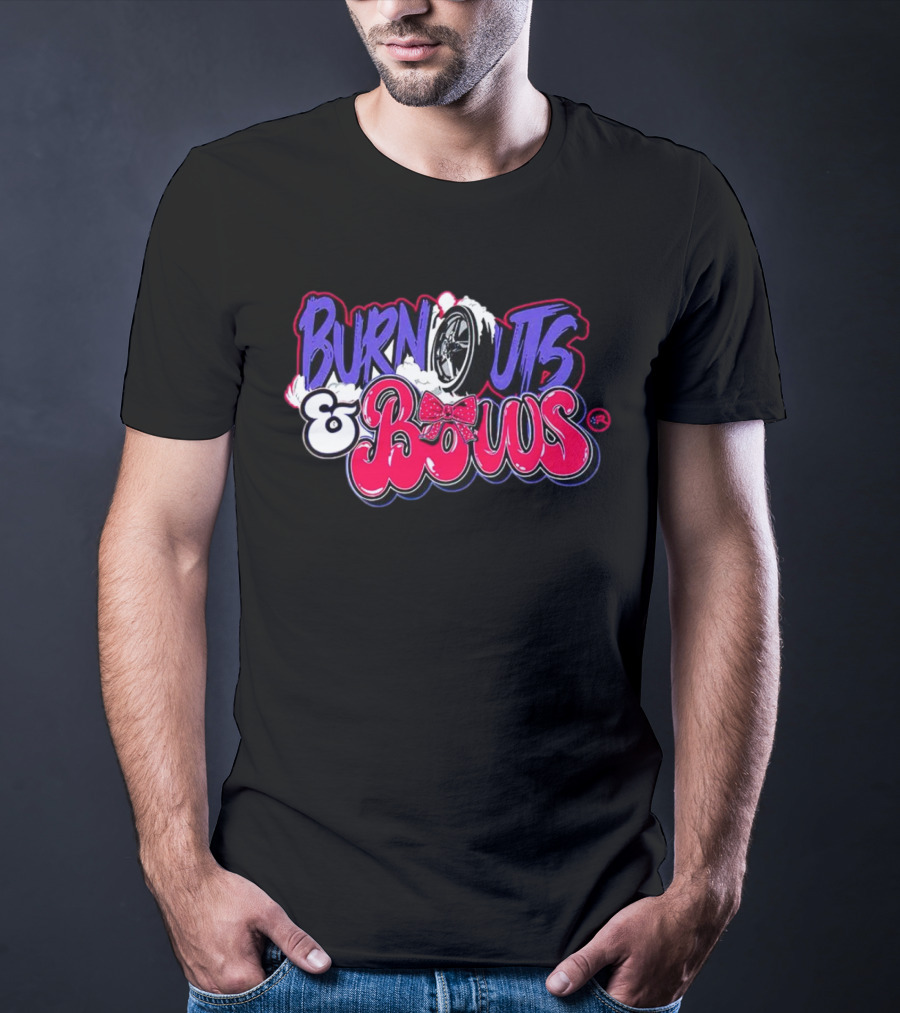 Burnouts And Bows Racing Tire And Bowtie Motif T-Shirt