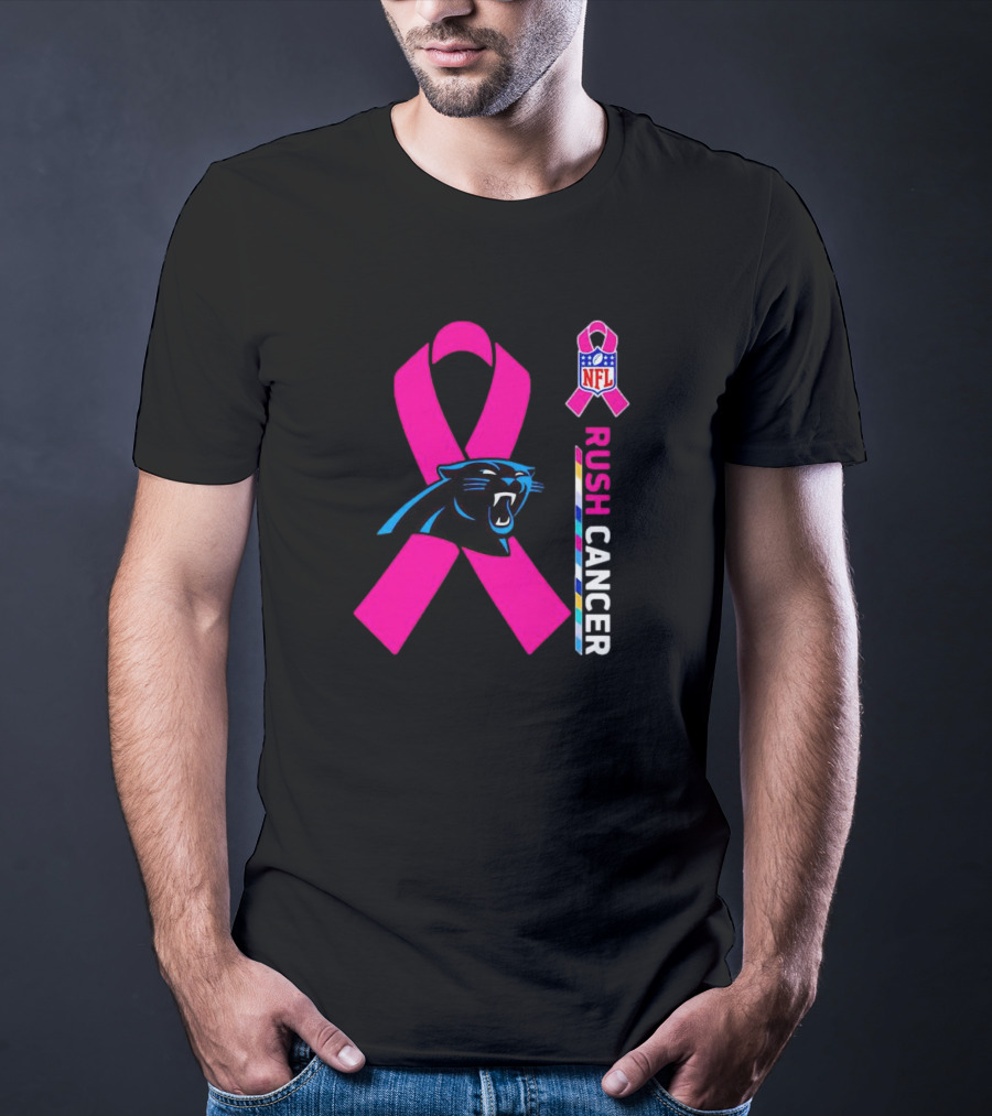 Carolina Panthers NFL Pink Ribbon Rush Cancer Awareness T-Shirt