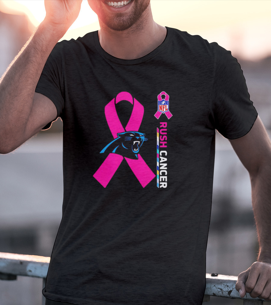 Carolina Panthers NFL Pink Ribbon Rush Cancer Awareness T-Shirt