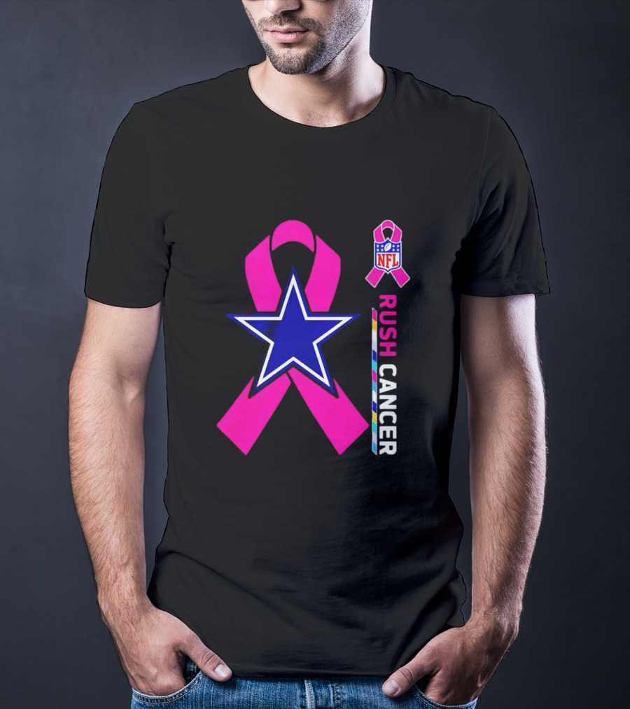 Dallas Cowboys NFL Rush Cancer Pink Ribbon Star T-Shirt