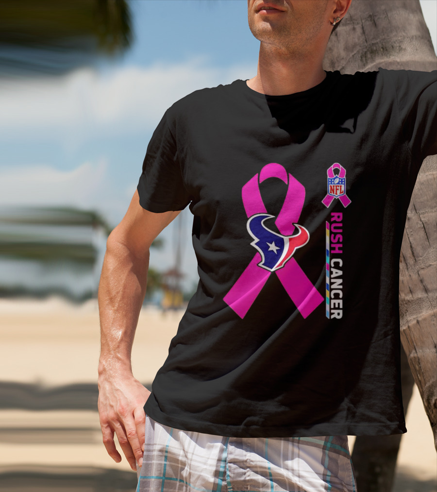 Houston Texans NFL Rush Crush Cancer Pink T-Shirt