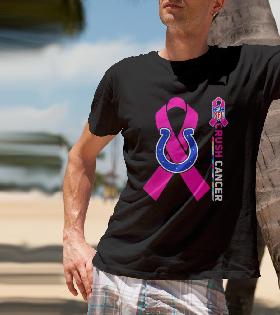Indianapolis Colts NFL Pink Ribbon Crush Cancer T-Shirt