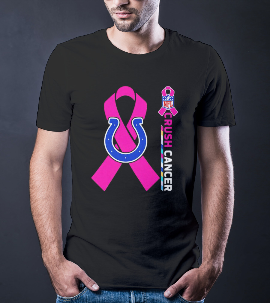 Indianapolis Colts NFL Pink Ribbon Crush Cancer T-Shirt