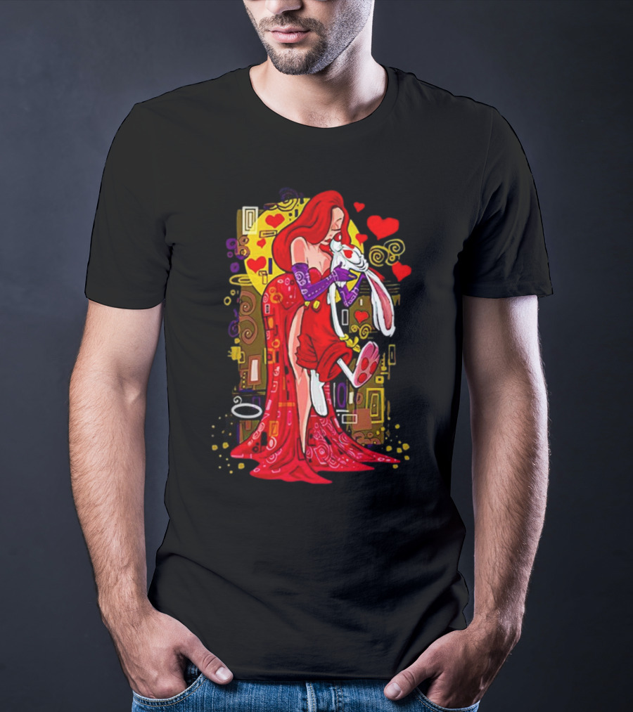 Jessica Rabbit Roger Rabbit Gustav Klimt The Kiss Cartoon Hearts T-Shirt