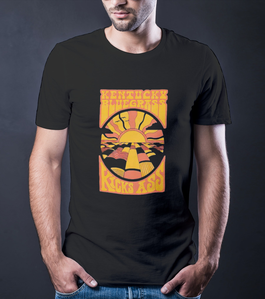 Kentucky Bluegrass Kicks Ass Retro Sunset Fields T-Shirt