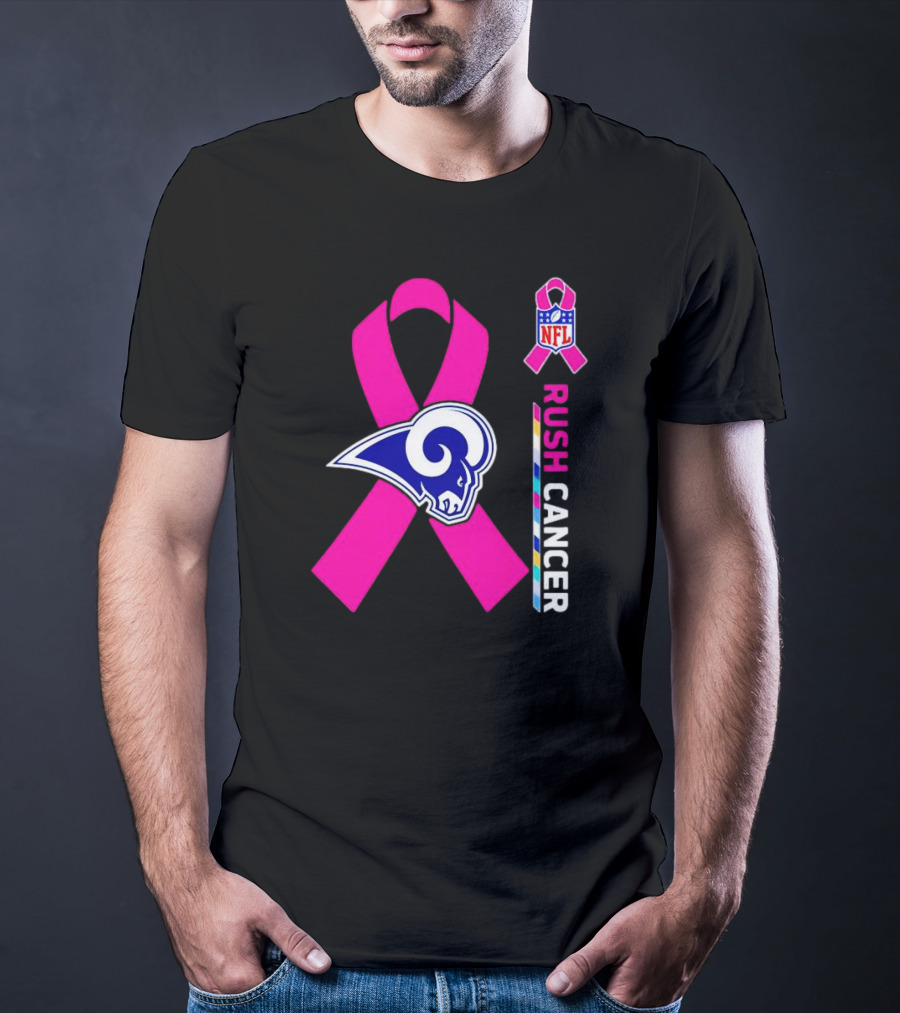 Los Angeles Rams Rush Cancer NFL Pink T-Shirt