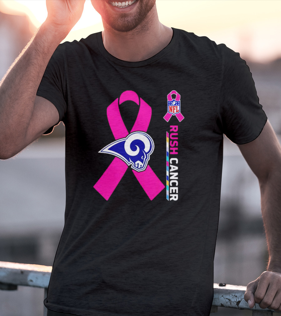 Los Angeles Rams Rush Cancer NFL Pink T-Shirt