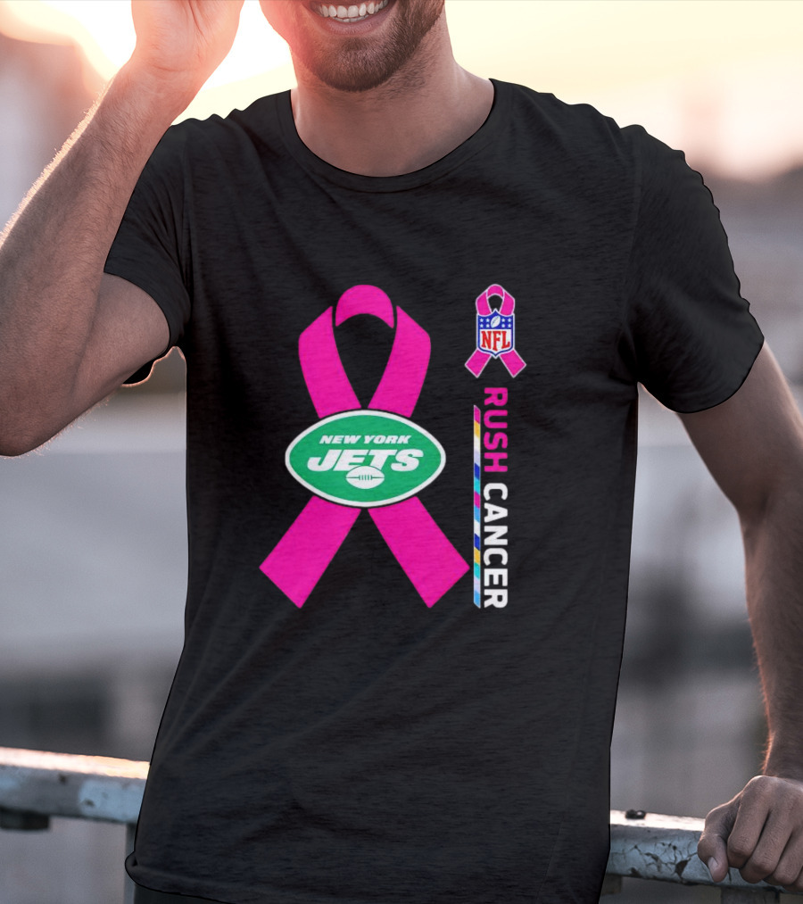 New York Jets NFL Rush Cancer Pink T-Shirt