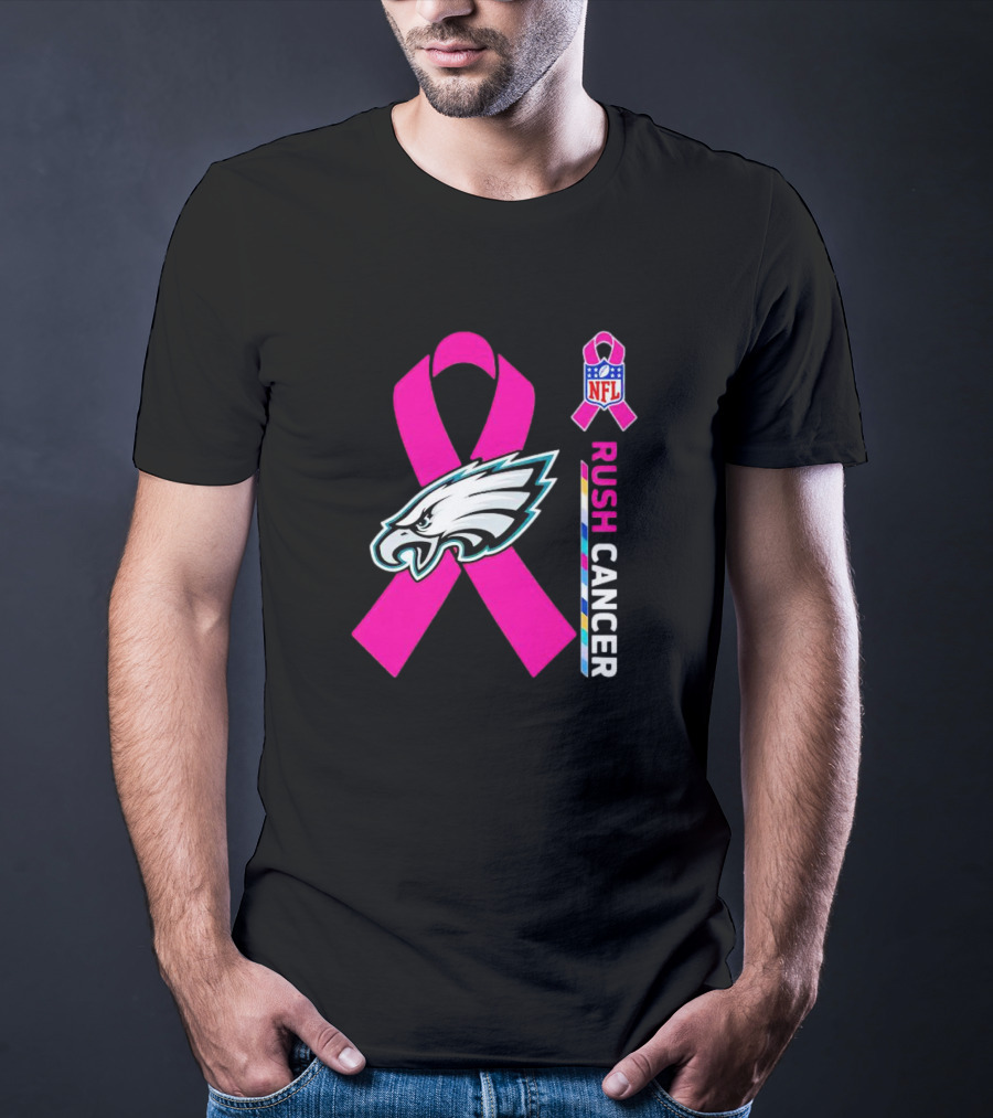 Philadelphia Eagles NFL Pink Ribbon Rush Cancer T-Shirt