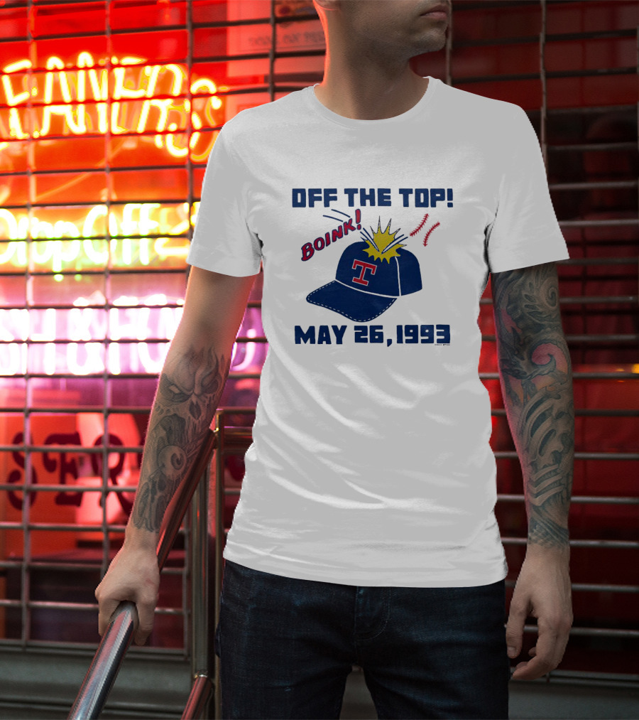 Texas Rangers Off The Top Boink May 26 1993 Baseball Cap Explosion T-Shirt
