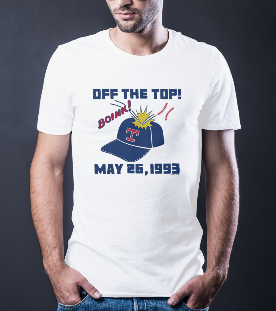 Texas Rangers Off The Top Boink May 26 1993 Baseball Cap Explosion T-Shirt