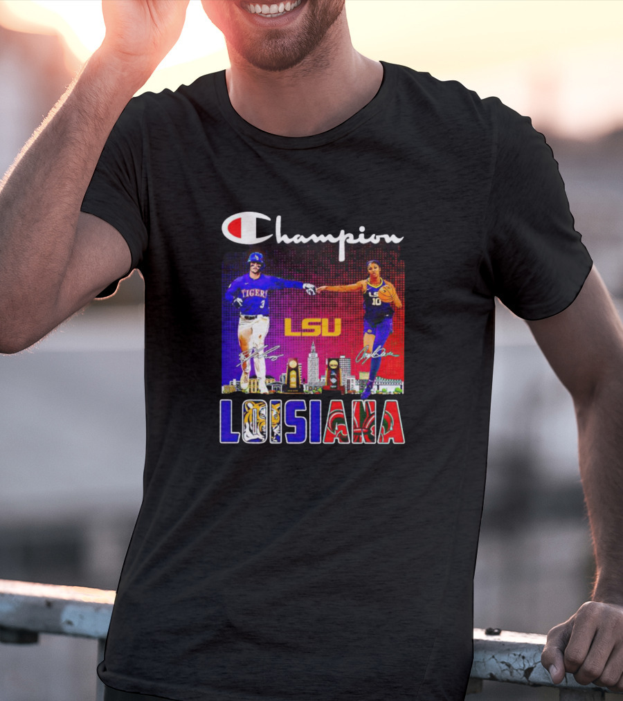 Champion LSU Tigers Louisiana Men's Baseball And Women's Basketball T-Shirt
