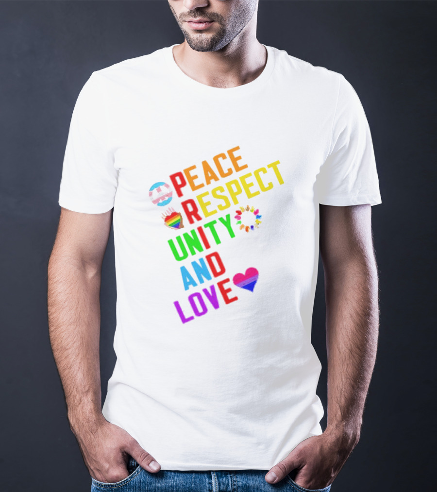 Pride Peace Respect Unity And Love Rainbow Symbols T-Shirt