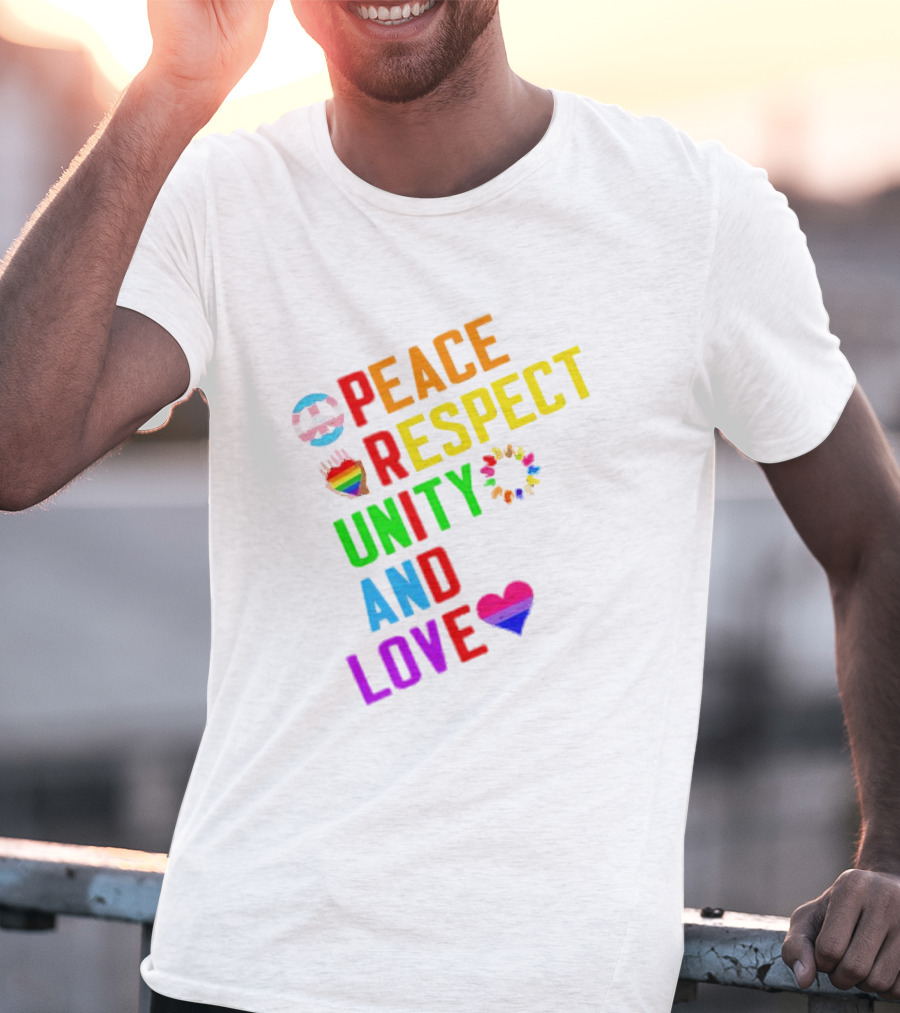 Pride Peace Respect Unity And Love Rainbow Symbols T-Shirt